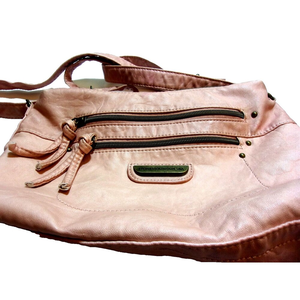 Stone Mountain USA Crossbody Shoulder Bag Blush Pink Polyurethane Flexible Lined